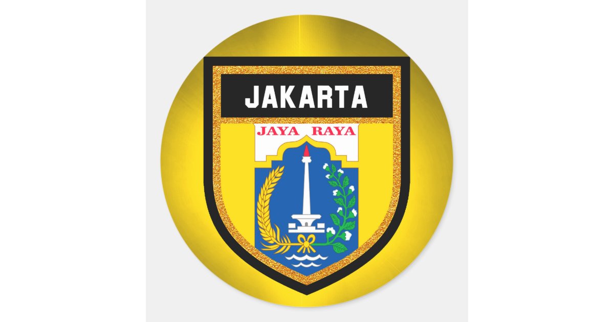 Jakarta Flag Classic Round Sticker | Zazzle
