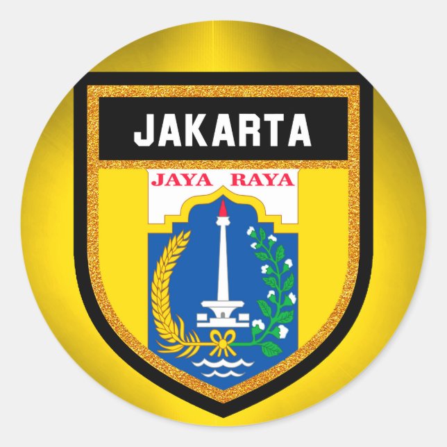 Jakarta Flag Classic Round Sticker (Front)