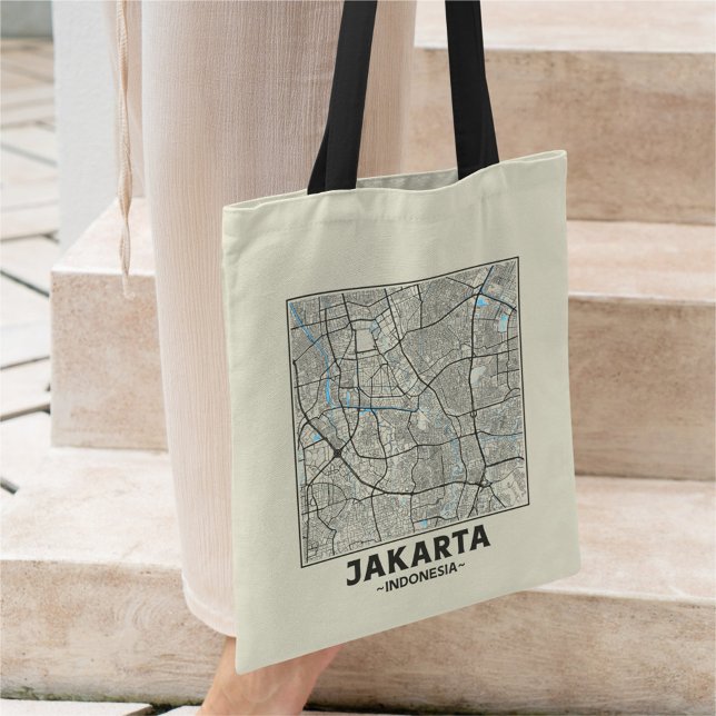 Jakarta, Indonesia, City Map Tote Bag (Creator Uploaded)