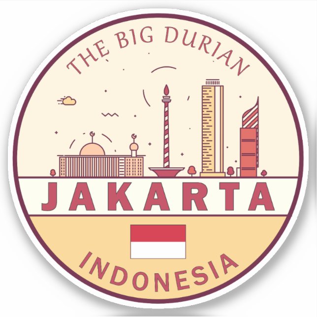 Jakarta Indonesia City Skyline Emblem (Front)