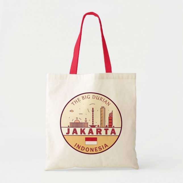 Jakarta Indonesia City Skyline Emblem Tote Bag (Front)