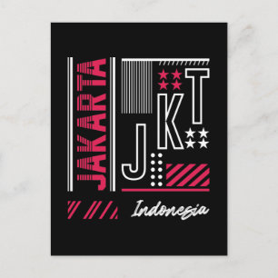 Jakarta Indonesia Urban Typography Graphic Design Postcard