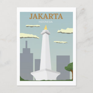 Jakarta, Indonesia Vintage Retro Travel Postcard