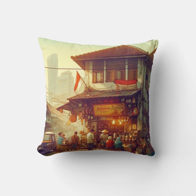 Jakarta Street Coffee Shop  Cushion (Front)