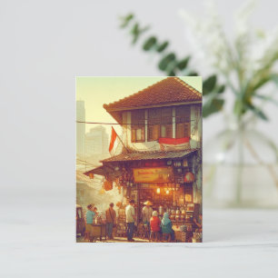 Jakarta Street Coffee Shop Holiday Postcard