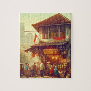 Jakarta Street Coffee Shop Jigsaw Puzzle