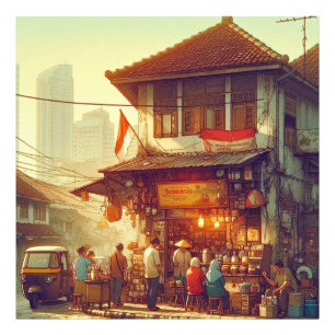 Jakarta Street Coffee Shop Photo Print