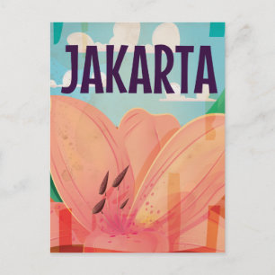Jakarta Vintage Travel Poster Postcard