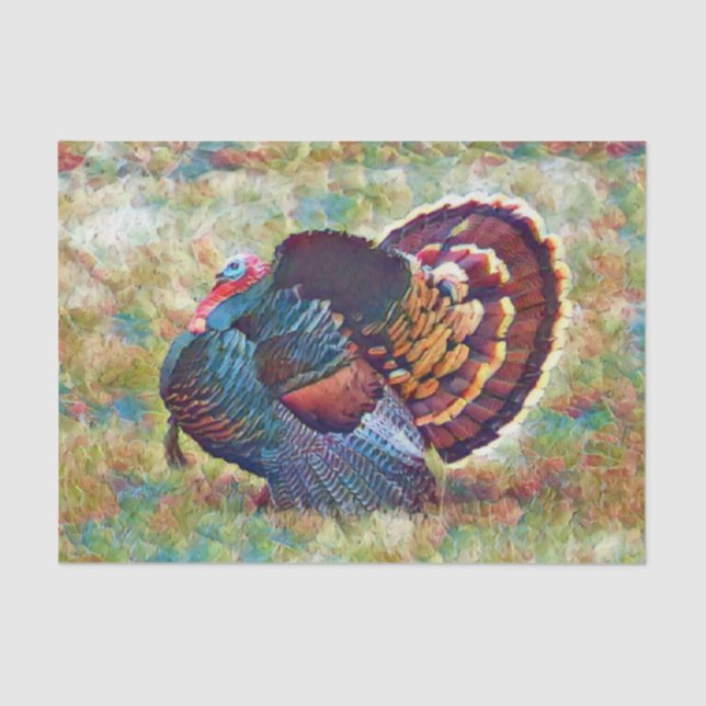 Jake Wild Turkey Monet Style Drawing Decoupage Tissue Paper (Front)