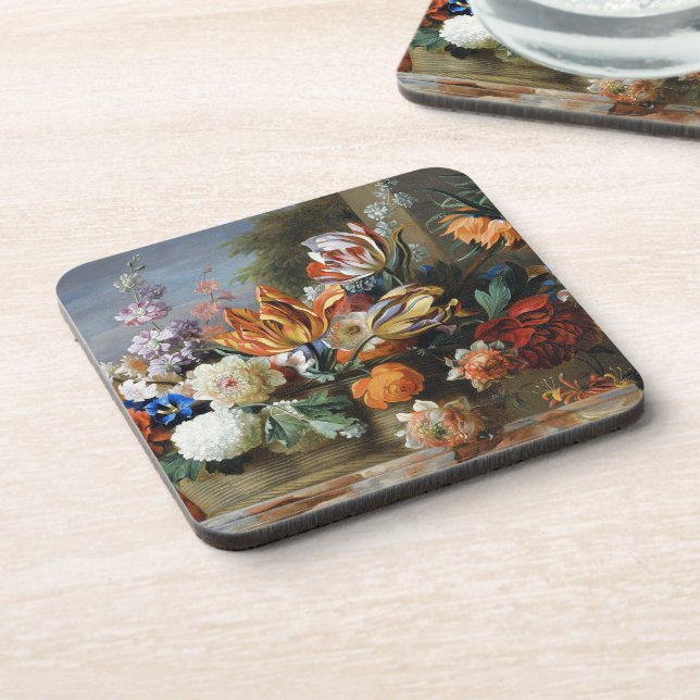 Jakob Bogdani Tulips Peonies and other Flowers     Coaster (Left Side)