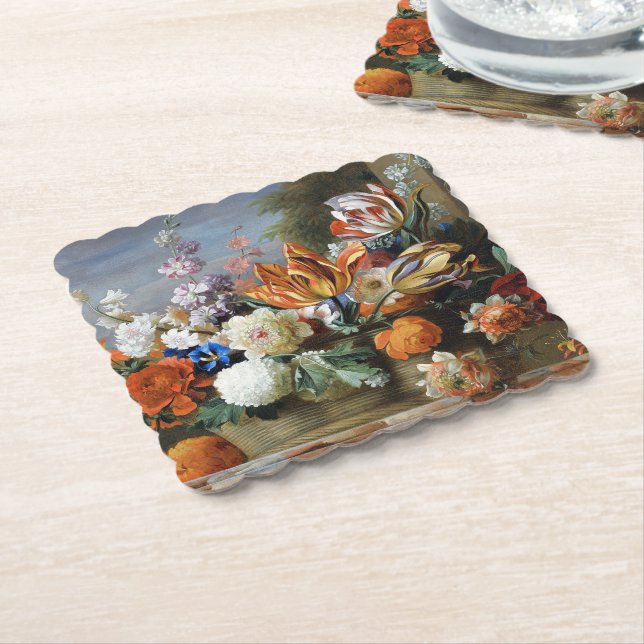 Jakob Bogdani Tulips Peonies and other Flowers     Paper Coaster (Angled)