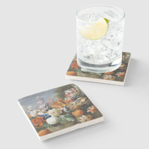 Jakob Bogdani Tulips Peonies and other Flowers Stone Coaster