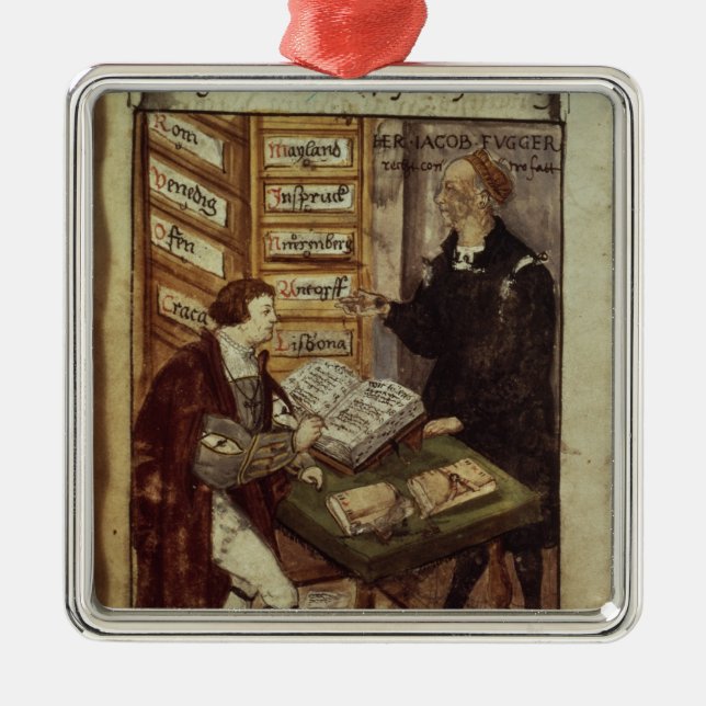 Jakob Fugger in his office, 1518 Metal Ornament (Front)