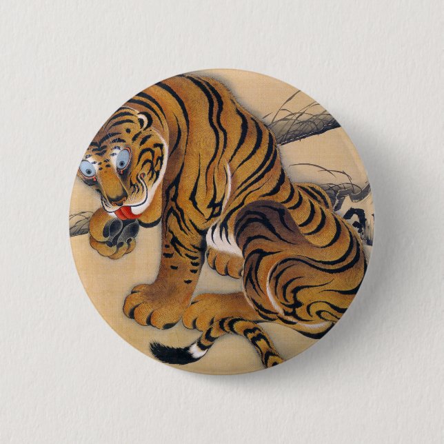 Jakuchu_Tiger 6 Cm Round Badge (Front)