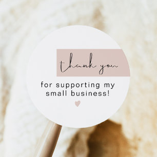 JALAINE Modern Blush Pink Thank You Small Business Classic Round Sticker