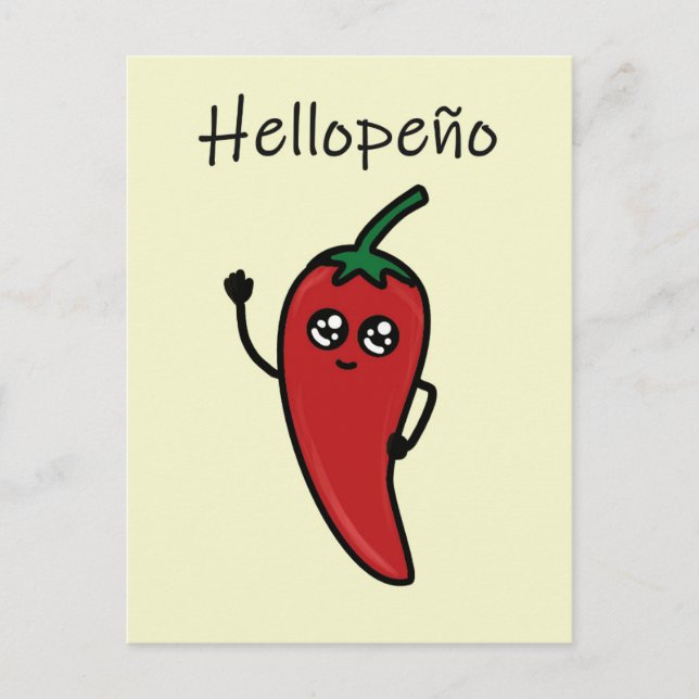 jalapeño/hellopeño funny pun for postcrossing postcard (Front)