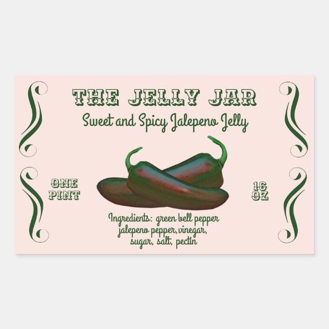 Jalepeno Jelly Home Canning Business Food Label (Front)