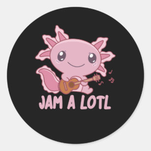 Jam A Lotl Axolotl Makes Music With The Guitar Classic Round Sticker