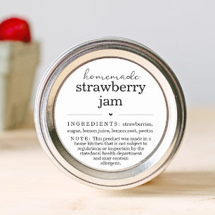 Jam Canning Label w Cottage Food Law & Ingredients