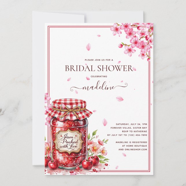 Jam Cherry Blossoms Bridal Shower  Invitation (Front)