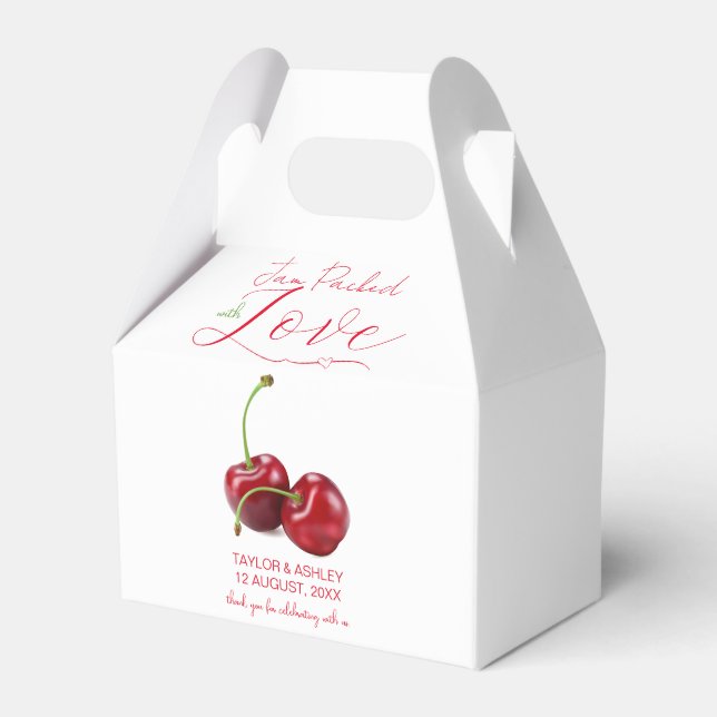 Jam Packed with Love Cherry Fruit Wedding Favour Box (Front Side)