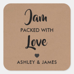 Jam Packed With Love Gift Tags, Wedding Tag, Kraft Square Sticker