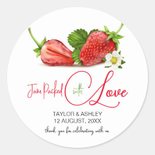 Jam Packed with Love Strawberry Fruit   Wedding Classic Round Sticker