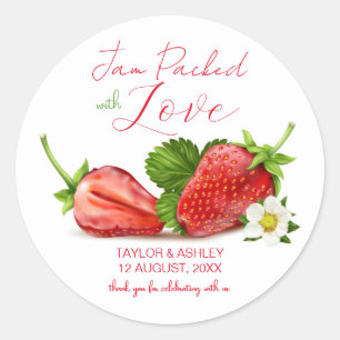 Jam Packed with Love Strawberry Fruit   Wedding Classic Round Sticker