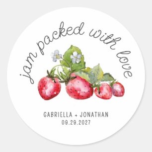 Jam Packed With Love Strawberry Jam Wedding Favor  Classic Round Sticker