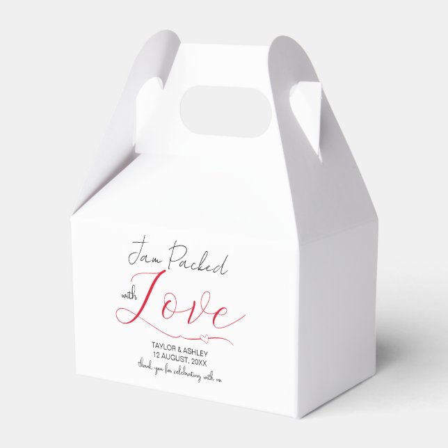 Jam Packed with Love Typography Wedding Favour Box (Front Side)