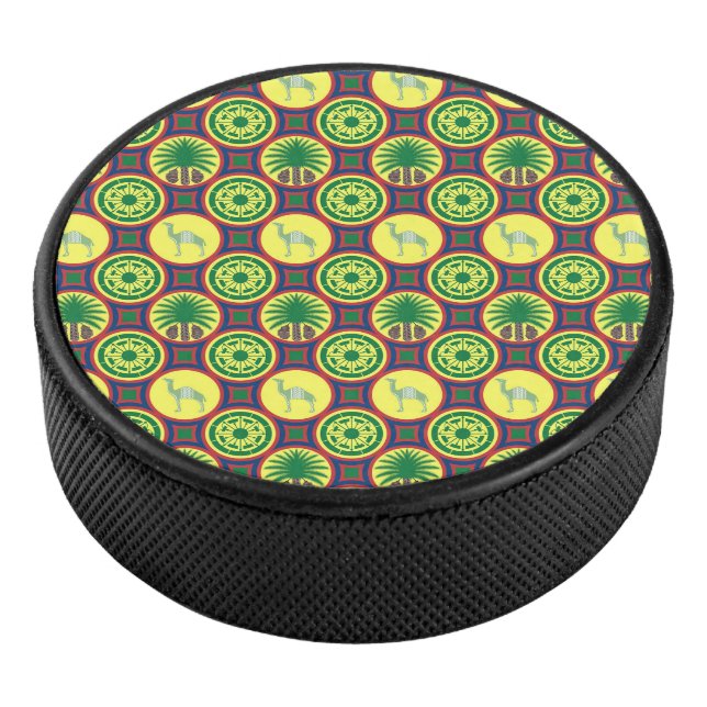 Jamahiri ® Libya | Africa Pattern Hockey Puck (3/4)
