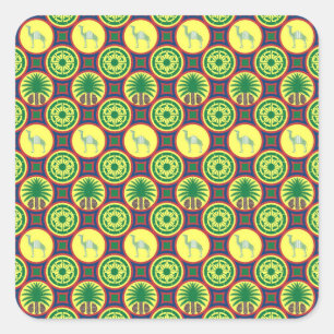 Jamahiri ® Libya Africa Pattern Square Sticker