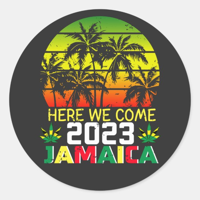 Jamaica 2023 Here We Come Classic Round Sticker (Front)