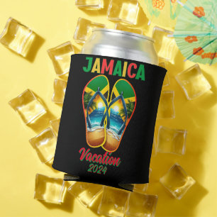 Jamaica 2024 Flip Flop Vacation Tropical Beach Can Cooler