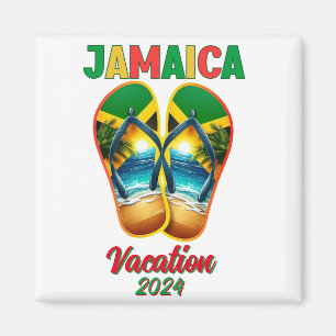 Jamaica 2024 Flip Flop Vacation Tropical Beach Magnet