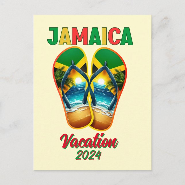 Jamaica 2024 Flip Flop Vacation Tropical Beach  Postcard (Front)