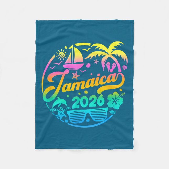 Jamaica 2026 Family Vacation Beach Matching Group  Fleece Blanket (Front)