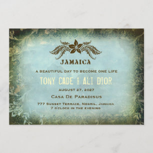 JAMAICA 2 Destination Invitation Vintage Linen