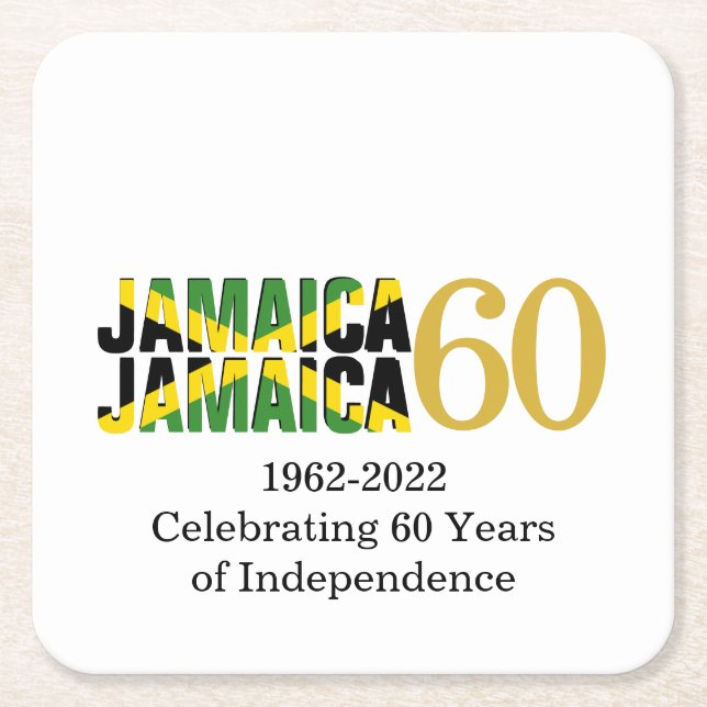 JAMAICA 60th Anniversary Independence Square Paper Coaster (Front)