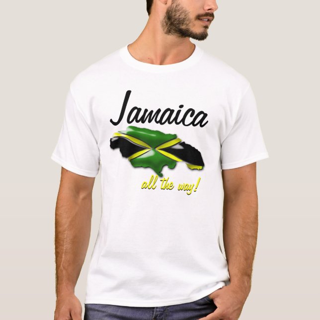 Jamaica All the Way Map of Jamaica T Shirt (Front)