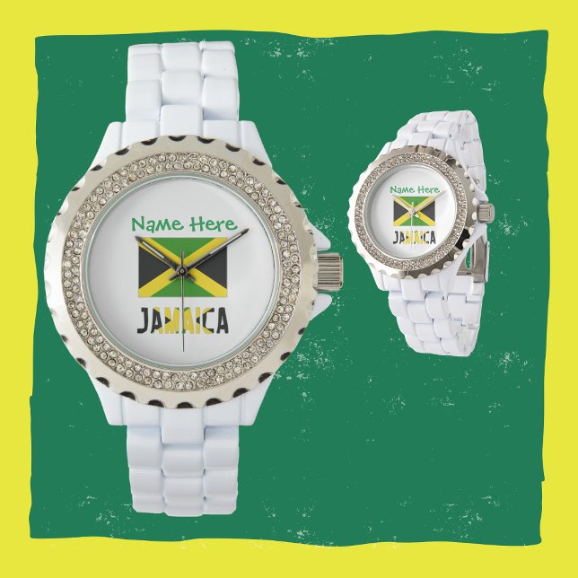 Jamaica and Jamaican Flag Green Personalisation  Watch (Creator Uploaded)