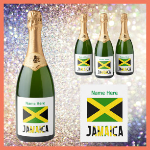 Jamaica and Jamaican Flag Personalised Sparkling Wine Label