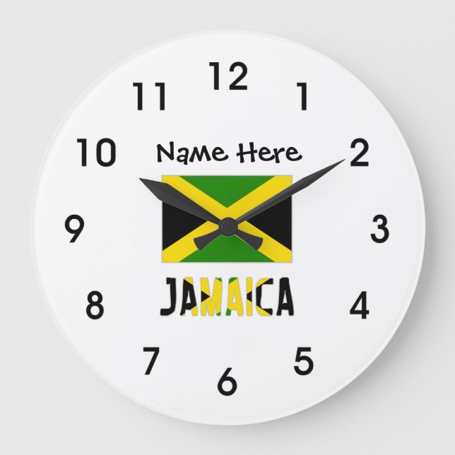 Jamaica and Jamaican Flag Personalized  Large Clock (Front)