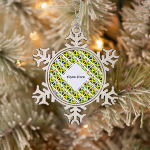 Jamaica and Jamaican Flag Tiled Personalised Snowflake Pewter Christmas Ornament