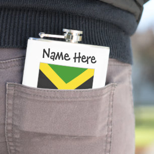 Jamaica and Jamaican Flag with Your Name Hip Flask