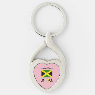 Jamaica and Jamaican Flag with Your Name Key Ring