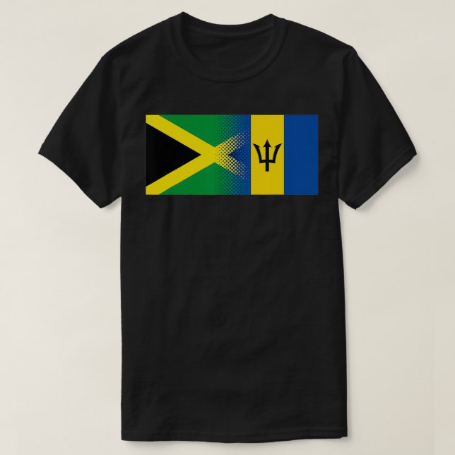 Jamaica Barbados Flag Half Jamaican Half Barbados  T-Shirt (Design Front)