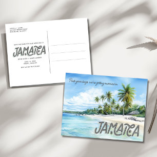 Jamaica Beach Wedding Save the Date Announcement Postcard