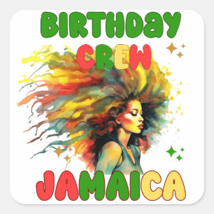 Jamaica Birthday Girl Matching Crew Travel Group Square Sticker