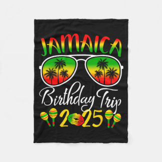 Jamaica Birthday Trip 2025 Funny Family Matching  Fleece Blanket
